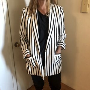 Alice + Olivia Oversized Striped Blazer Large